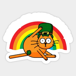 St Catricks Day Cat Leprechaun Shamrock Censor Sticker